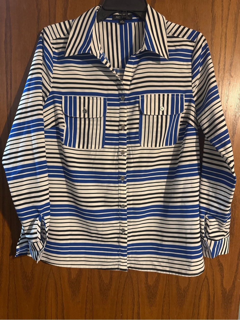 Notations Blue and White Striped Button-Down Shirt